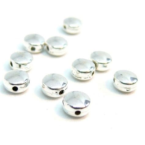 Perles Intercalaires Rondes Plates Mm M Tal Couleur Argent Platine