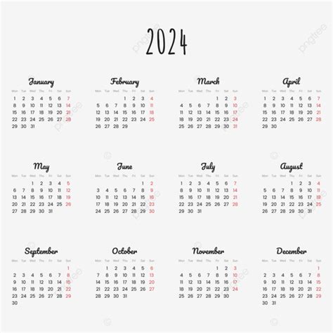 2024 calendar with minimalist style 2024 2024 calendar kalender 2024 png and vector with