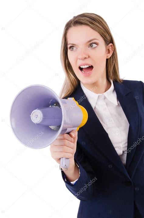 Woman With Loudspeaker Stock Photo Ad Loudspeaker Woman