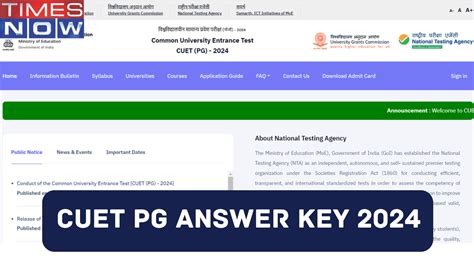 CUET PG Answer Key 2024 Date Highlights NTA CUET PG Answer Key Out On