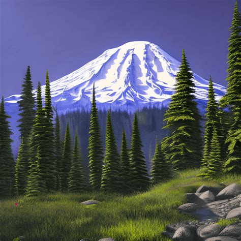 Extremely Realistic And Highdetailed Portrait Of Mount Rainier National