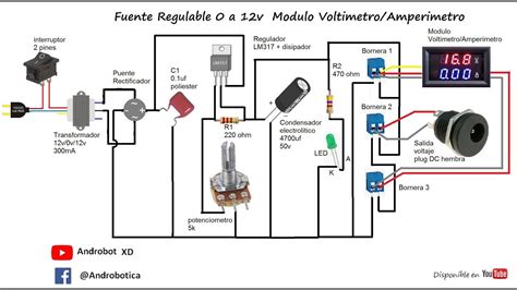 Fuente Regulable Módulo Voltímetro y Amperímetro Tutorial en Placa