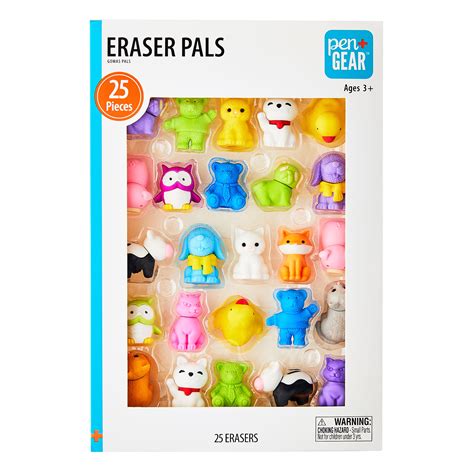 Pengear Eraser Pals Animals Theme Multi Color 25 Count Erasers