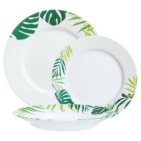 Luminarc Jungle Fever Pc Opal Glass Flower Dinner Set Dinnerware