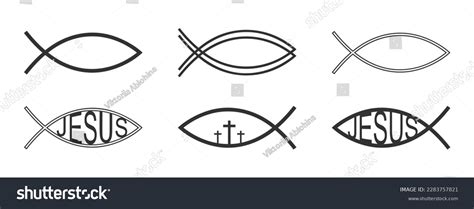 Set Ichthys Icons Jesus Fish Signs Stock Vector Royalty Free