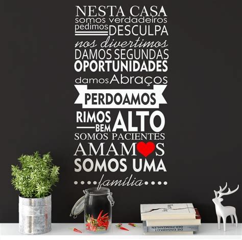 Adesivo De Parede Decorativo Frase Casa Fam Lia X Cm Elo