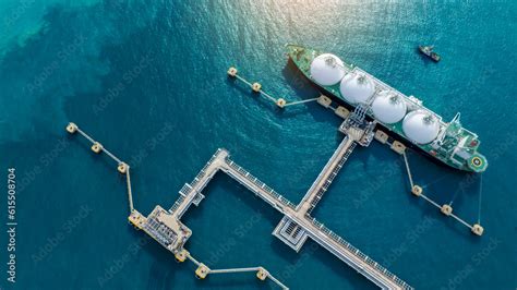 Lng Liquified Natural Gas Tanker Anchored In Gas Terminal Gas Tanks