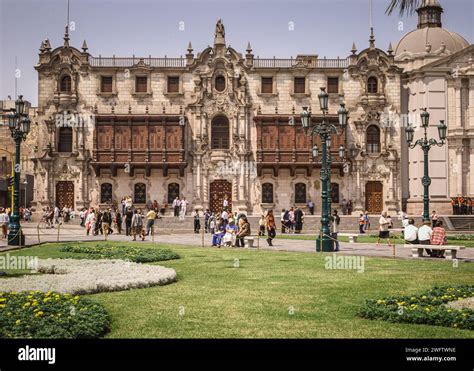 Lima Peru May 31st 2018 View Of The Archbishop S Palace Of Lima