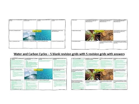 A Level Geography Water And Carbon Cycles Revision Grids With Answers