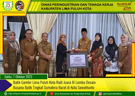 Disperinaker Batik Gambir Lima Puluh Kota Raih Juara III Pada