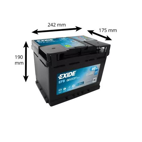 BATTERIE EFB EXIDE EL600 12V 60AH 640A Batteries Auto Voitures 4x4