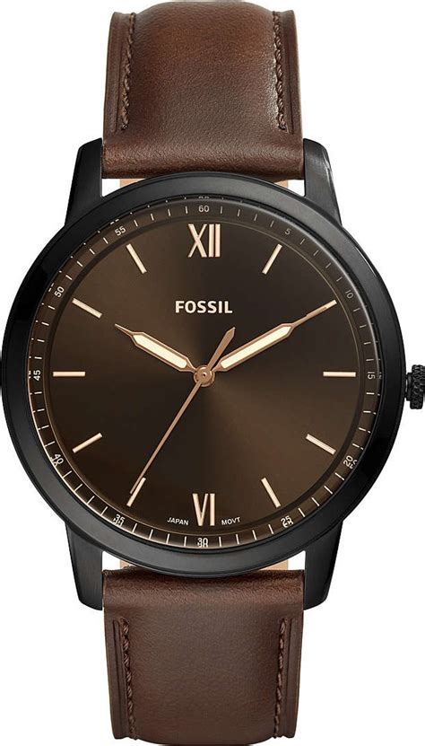 Fossil Fs Minimalist Three Hand Brown Leather Watch Mm