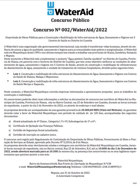 Contratação De Empreitada De Obras Públicas Para A Construção E