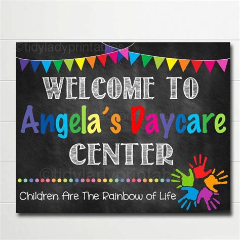 Editable Daycare Door Sign Child Care Sign Daycare Door Hanger