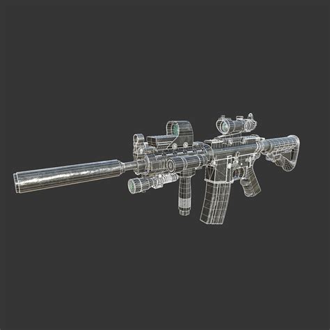 M4 Carbine Assault Rifle with Tactical Accessories and Skins 3D Model ...