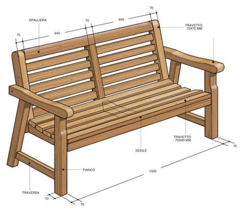 A Wooden Bench With Measurements On It