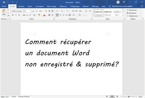 Fa Ons Efficaces De R Cup Rer Un Fichier Word Non Enregistr Et Supprim