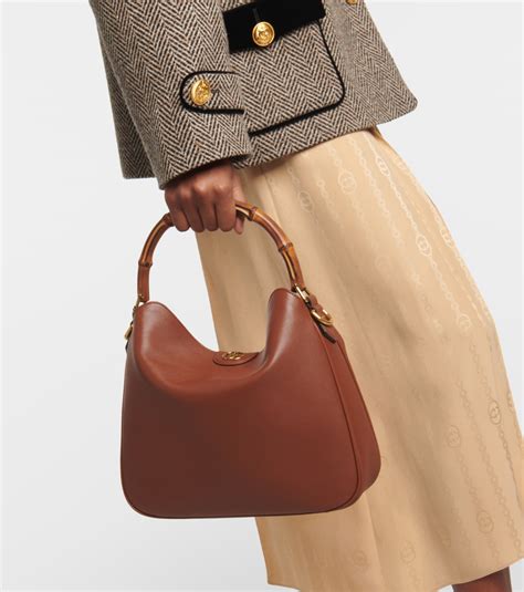 Gucci Diana Medium Leather Shoulder Bag In Black Gucci Mytheresa