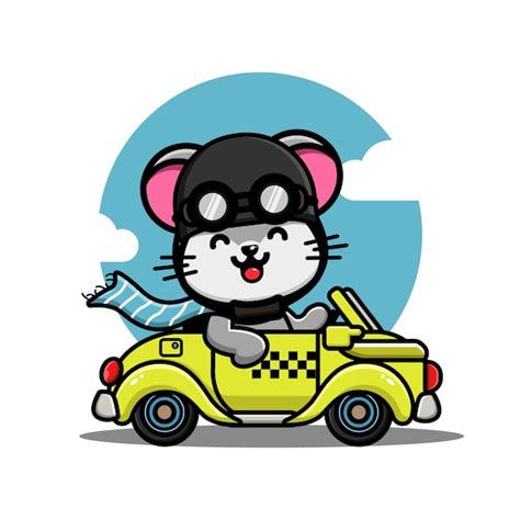 Premium Vector Cute Mouse Driving A Yellow Car