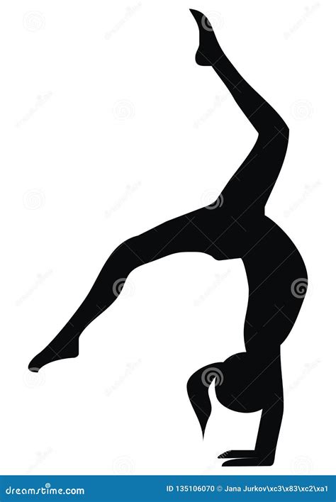 Gymnastic Exercises Loop Black Silhouette Of Girl Vector Icon Stock Vector Illustration Of