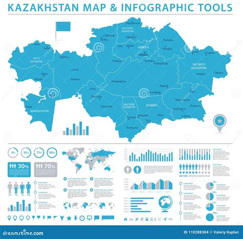 Kazakhstan Map Info Graphic Vector Illustration Stock Illustration