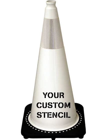 28 Inch White Traffic Cones Jbc Traffic 7 Lbs Lettering Single Side One