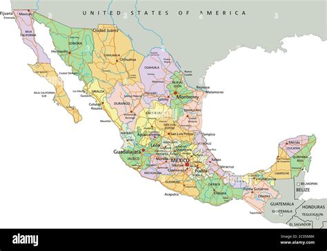 Mexico Highly Detailed Editable Political Map With Labeling Vector Sexiz Pix