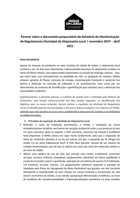 PDF Parecer sobre o documento preparatório do Relatório de