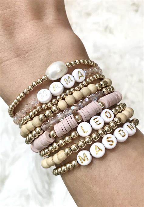 Bead Name Bracelet Customized Name Bracelet Gold Bead Etsy Beads