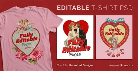 Vintage Valentines Day Scalable T Shirt Psd Psd Editable Template