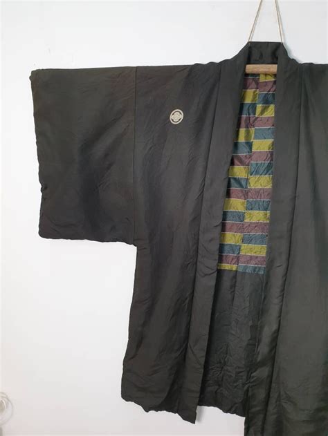 Japanese Black Silk Haori Montsuki Kimono Japan Traditional Etsy