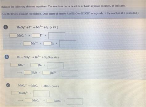 Solved Balance The Following Skeleton Equations The Chegg