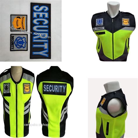 Jual Rompi Security Satpam Bahan Tebal Double Mesh Iga Hitam Logo