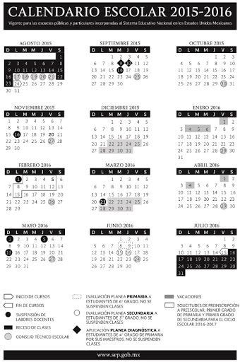 Calendario SEP Ciclo Escolar 2015 2016