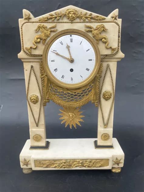 Ancienne Pendule En Bronze Dore Et Marbre Epoque Directoire Xviiieme