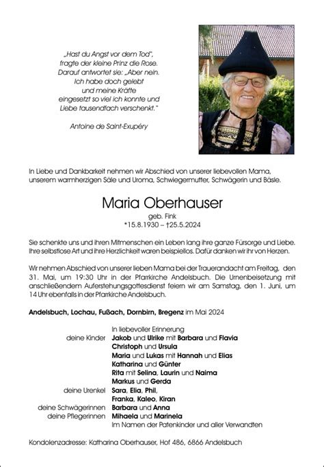 Oberhauser Maria Bestattung Helbock