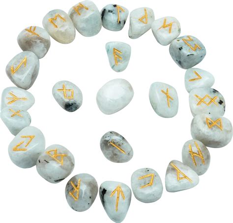 Amazon Pyor Rainbow Moonstone Nordic Runes Set Wicca Kilis