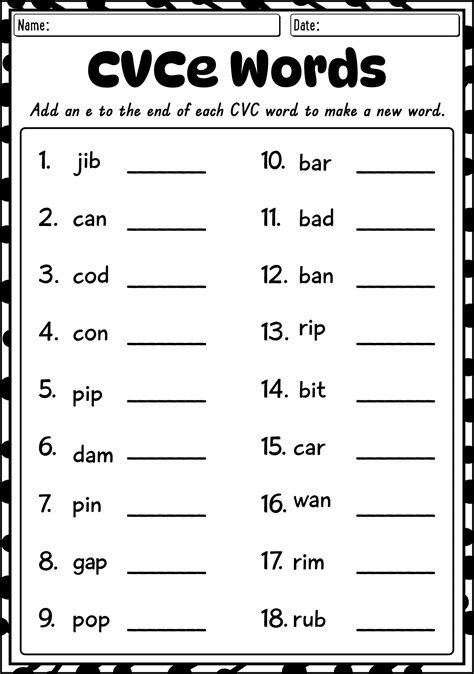 20 CVCe Worksheets For First Grade Free PDF At Worksheeto