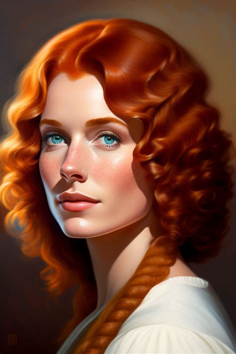 Lexica Redhead Woman With Freckles And Curly Long Hair Pixar Oil