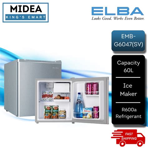 ELBA 60L Mini Bar Single Door Fridge With Ice Maker EMB G6047 SV