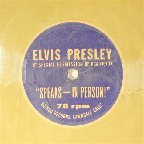 Elvis Presley Speaks In Person Rainbo Single Rpm Ebay