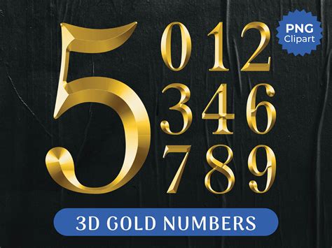 3d Gold Numbers Png Vintage Gold Letters Metallic Font Etsy