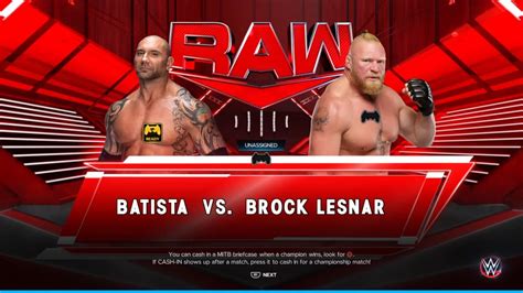 Wwe 2k23 Batista Vs Brock Lesnar Raw Gameplay Wwe2k23 Youtube