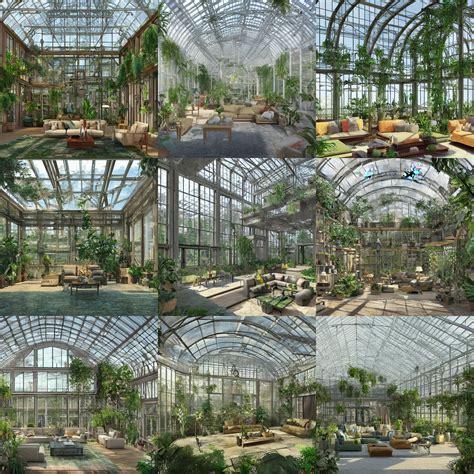 residential living room inside enormous greenhouse, | Stable Diffusion | OpenArt