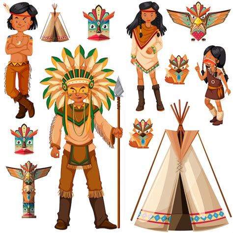 Indígenas americanos nativos y tepee ilustración Descargar Vectores