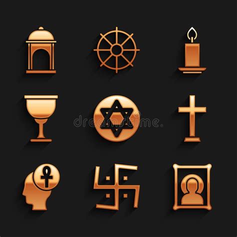 Set Star Of David Hindu Swastika Christian Icon Cross Cross Ankh