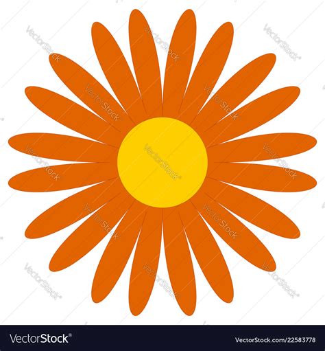 Classic Flower Clip Art Simple Orange Daisy Vector Image