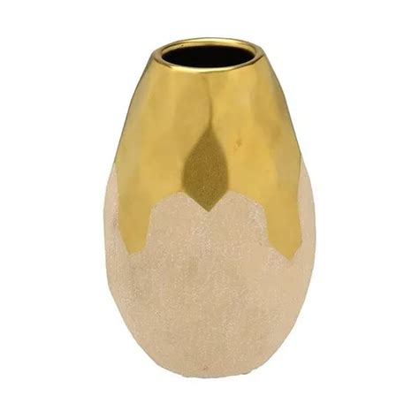 Vaso Metalizado Bege Dourado 17xØ11 5cm Mabruk PRIVALIA O