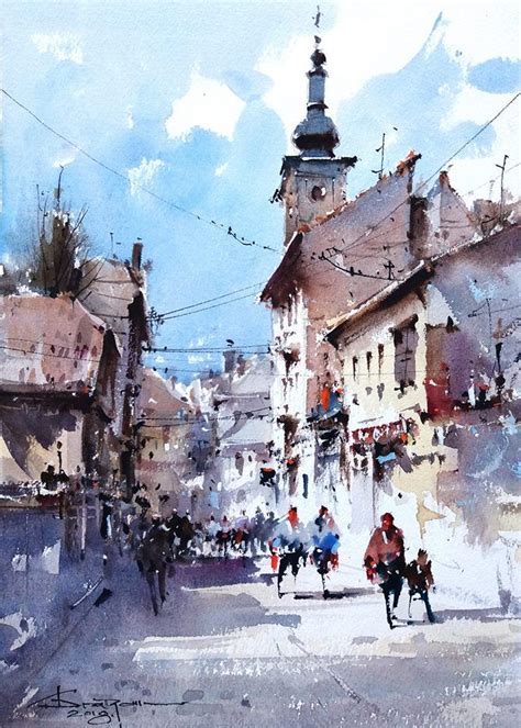 Corneliu Dragan Targoviste Watercolor Landscape Paintings Watercolor