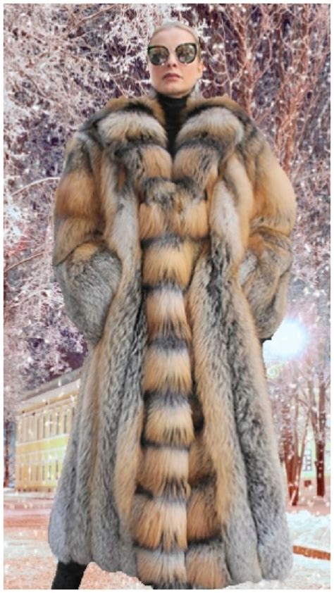 Full Length Cross Fox Fur Coat Tuxedo Cross Fox Fur 4215 - MARC KAUFMAN ...